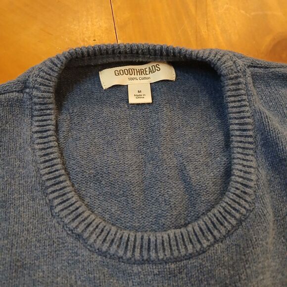 Goodthreads Tiger Blue Navy Knit Crewneck Sweater Men M Cotton - Picture 5 of 7